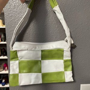 Carprisa Green and white checkered purse